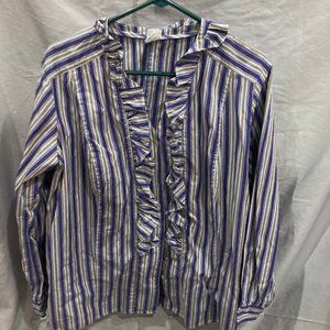 Craig Taylor Women's Shirt Long Sleeves Purple/Tan Striped Size 2X